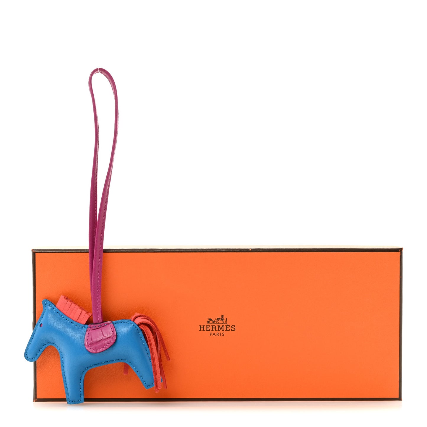 Milo Lambskin Matte Alligator Touch Grigri Rodeo Horse Bag Charm PM  Bleu France Orange Poppy Framboise