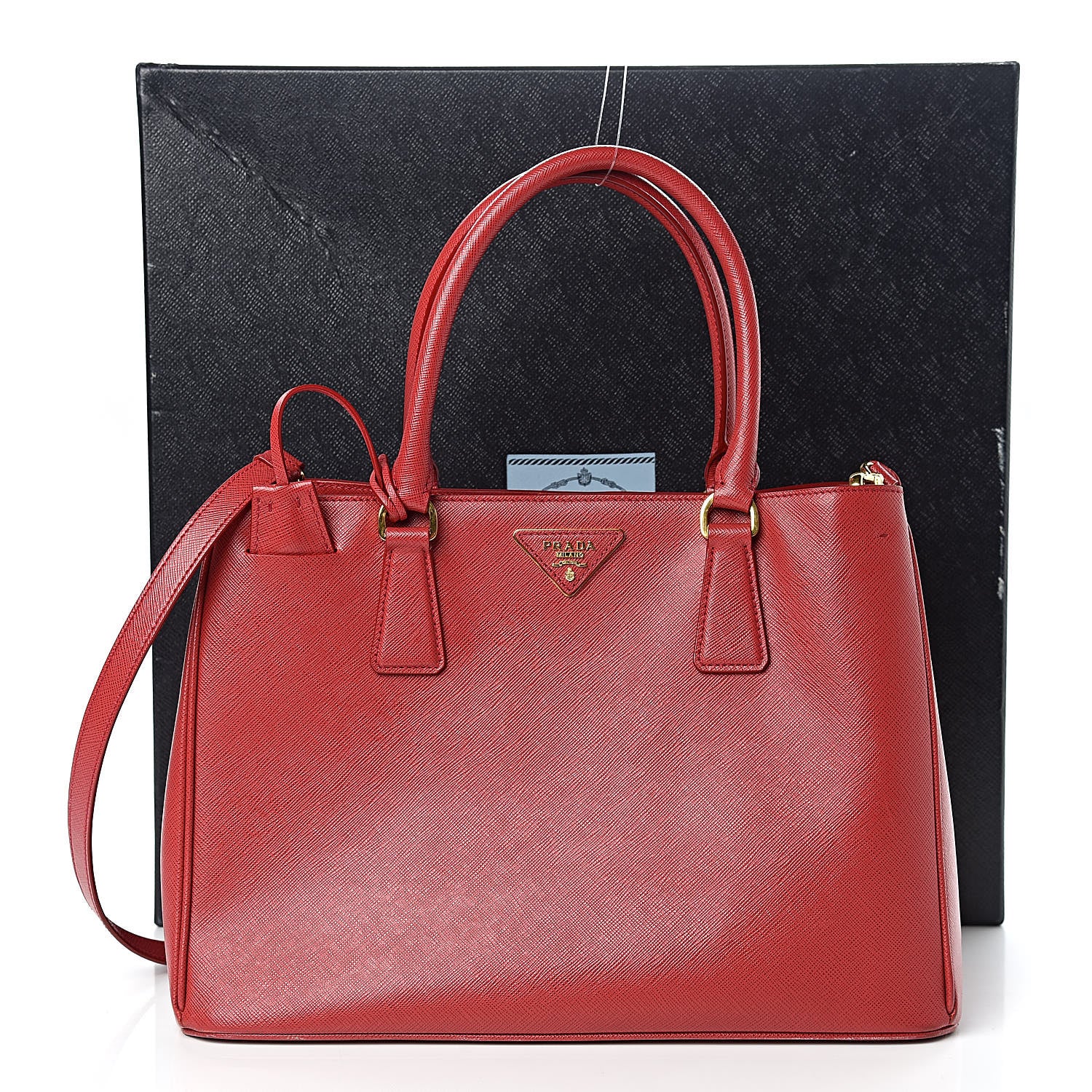 Prada Saffiano Lux Medium Tote Fuoco 16 of 16