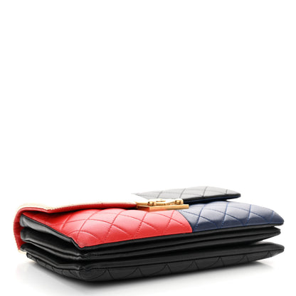 Chanel Lambskin Quilted Colorblock Pagoda Flap Black White Red Navy 4 of 15