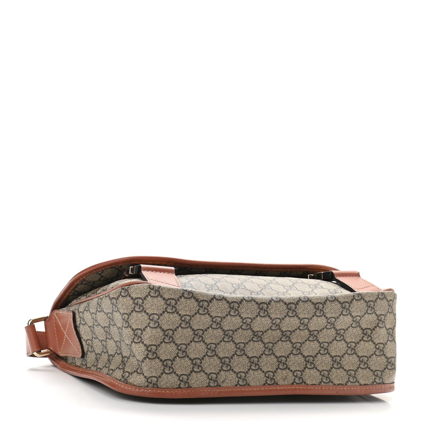 GG Plus Monogram Medium Double Buckle Flap Messenger Bag Brown