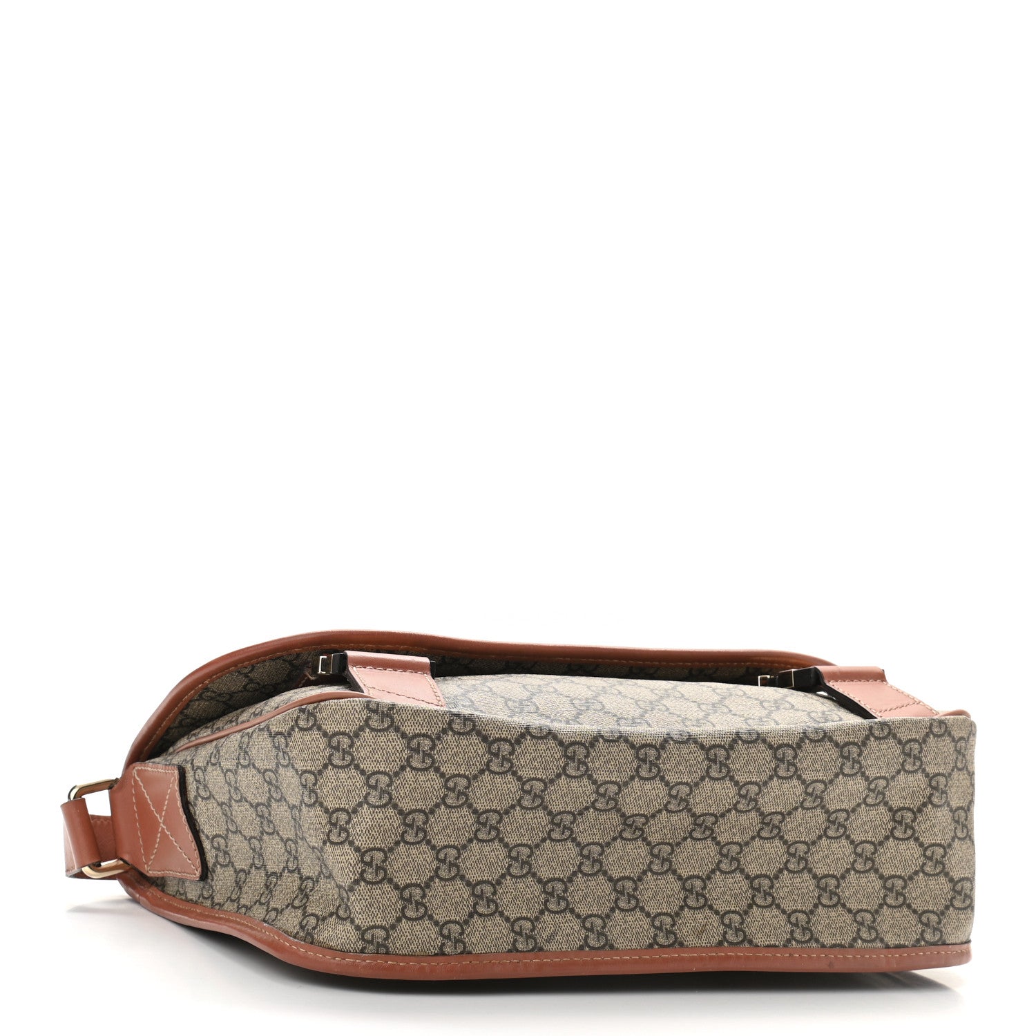 Gucci GG Plus Monogram Medium Double Buckle Flap Messenger Bag Brown 4 of 14