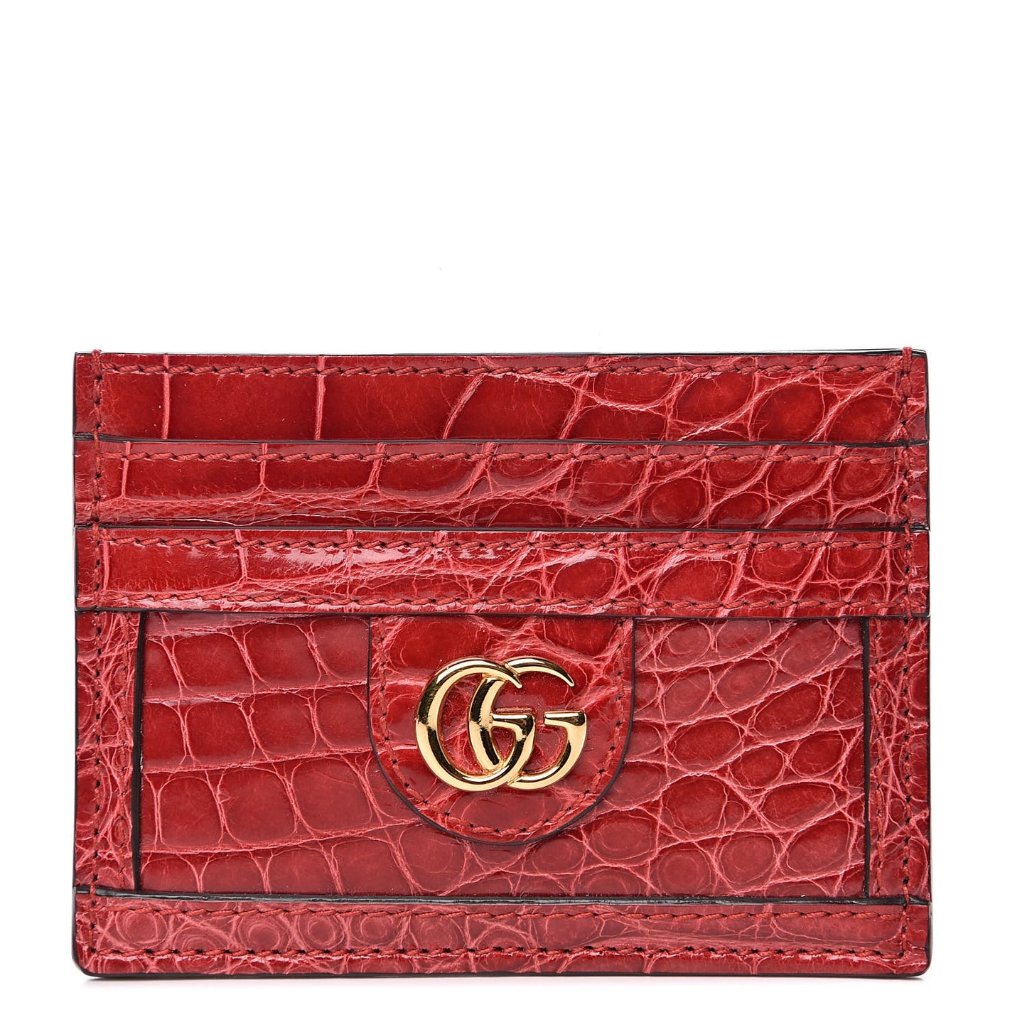 Crocodile GG Ophidia Card Holder Hibiscus Red