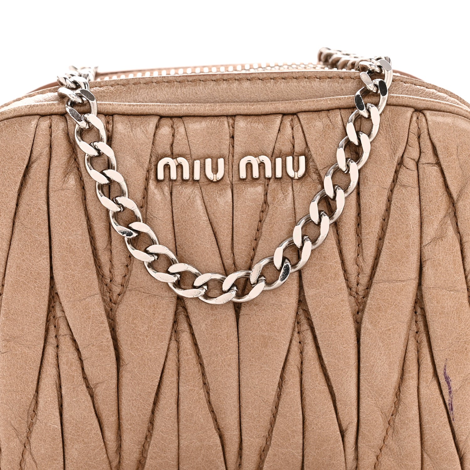 Miu Miu Vitello Lux Matelasse Double Zip Chain Crossbody Bag Cammeo 8 of 12