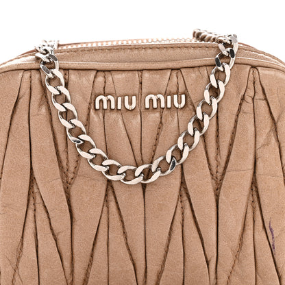 Miu Miu Vitello Lux Matelasse Double Zip Chain Crossbody Bag Cammeo 8 of 12