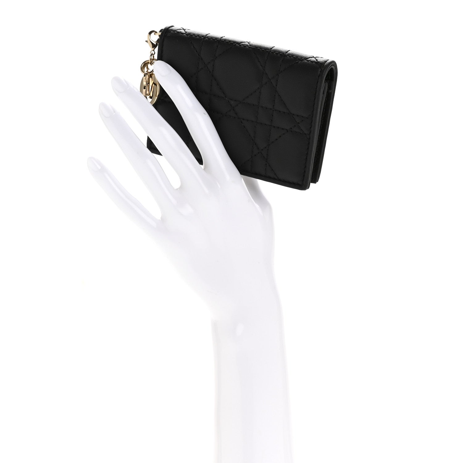Christian Dior Lambskin Cannage Small Lady Dior Flap Card Holder Black 2 of 9