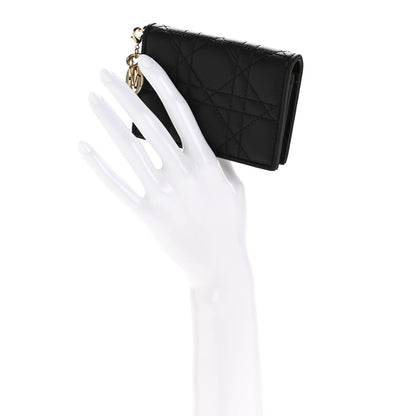 Christian Dior Lambskin Cannage Small Lady Dior Flap Card Holder Black 2 of 9