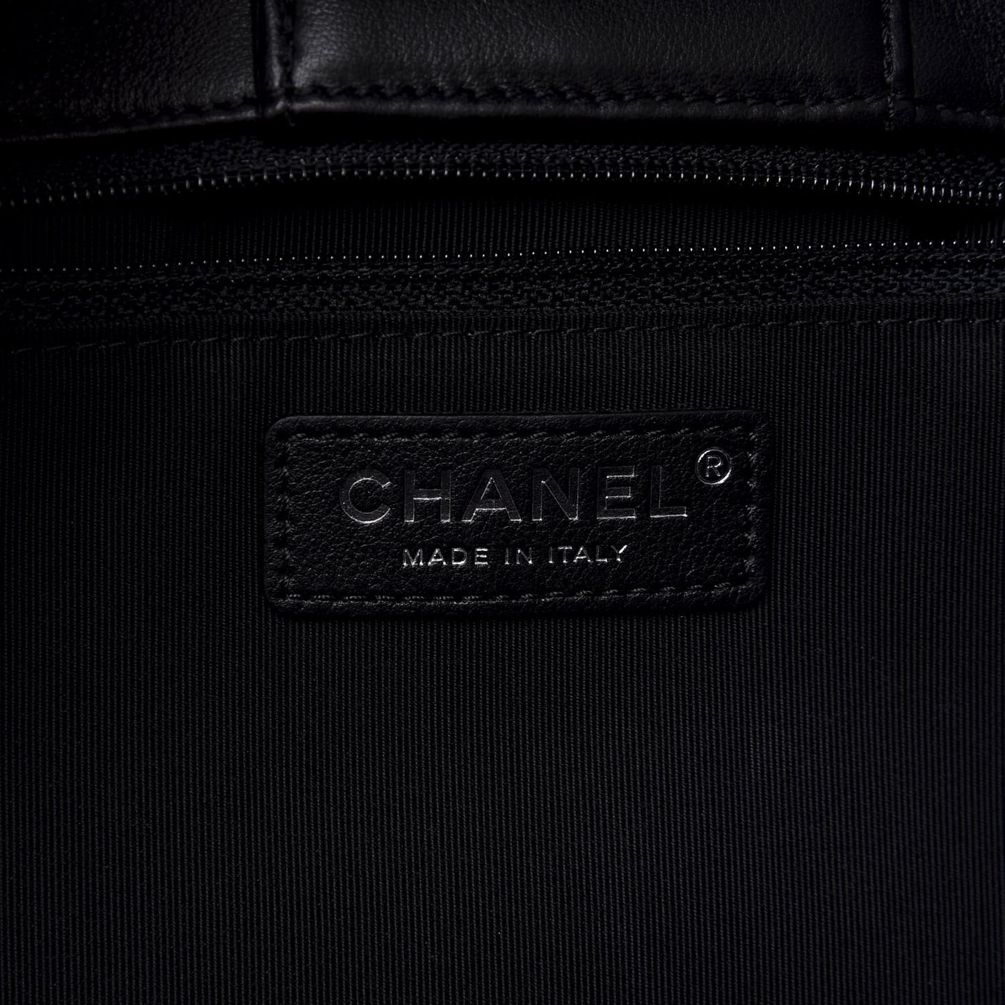 Calfskin Quilted Large CC Shopping Tote Black