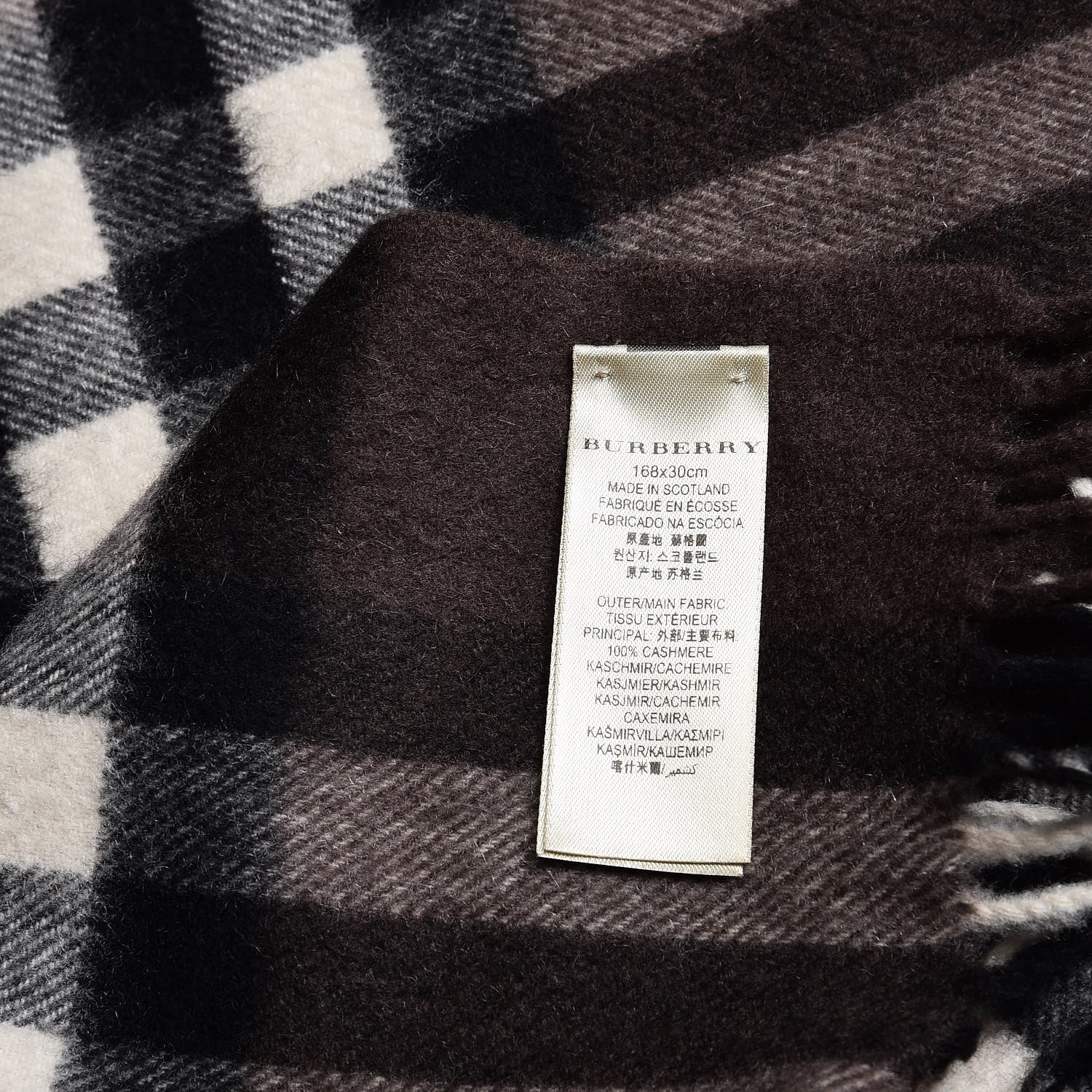 Burberry Cashmere Giant Check Fringe Scarf Dark Brown 4 of 7
