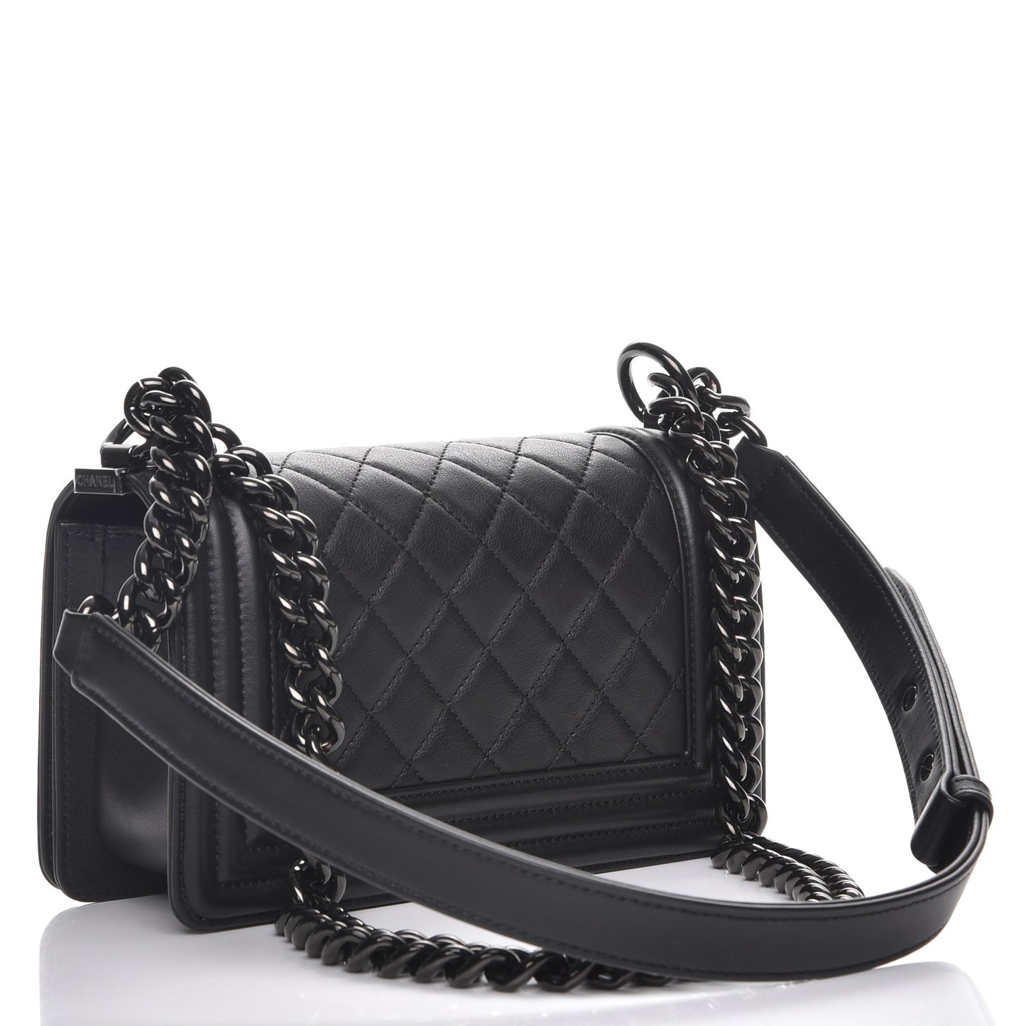 Calfskin Quilted Small Boy Flap So Black
