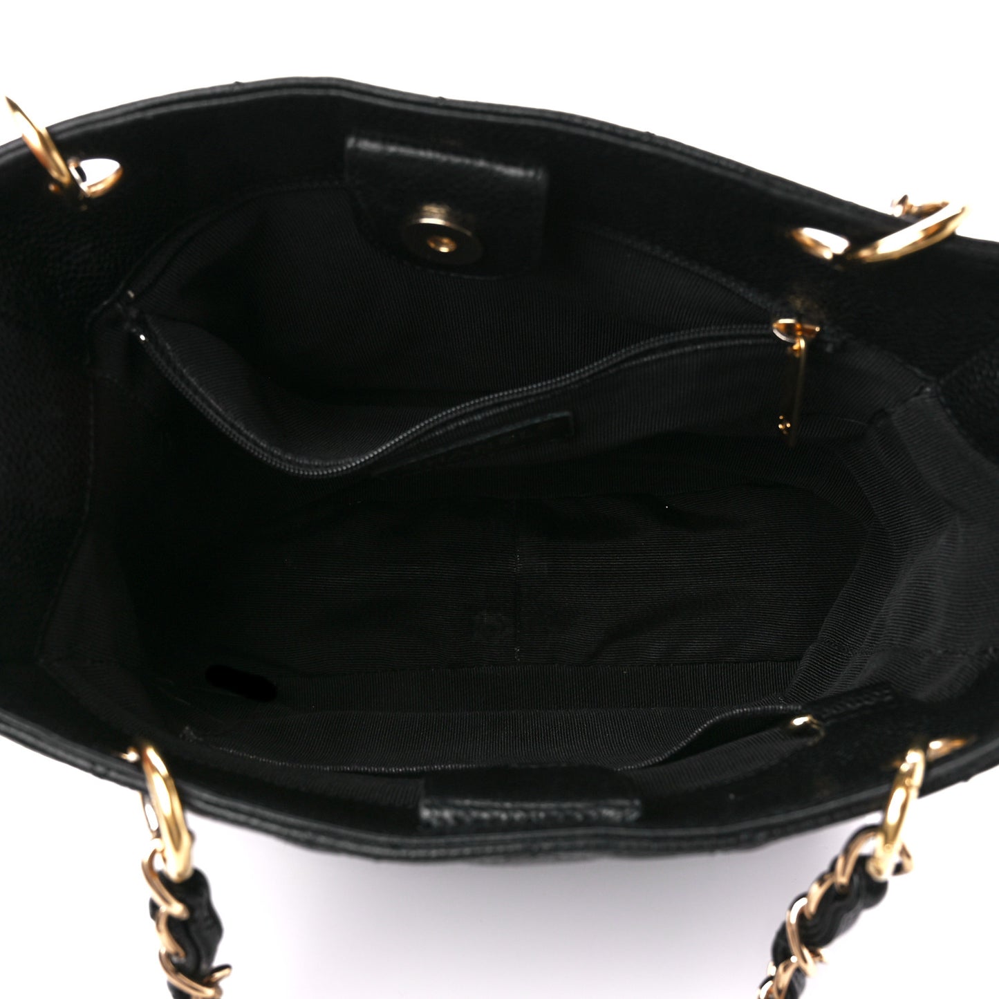 Caviar Quilted Petit Shopping Tote PST Black