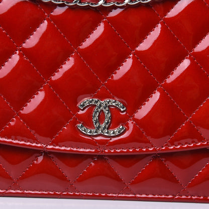 Chanel Patent Quilted Brilliant Wallet On Chain WOC Red 9 of 14