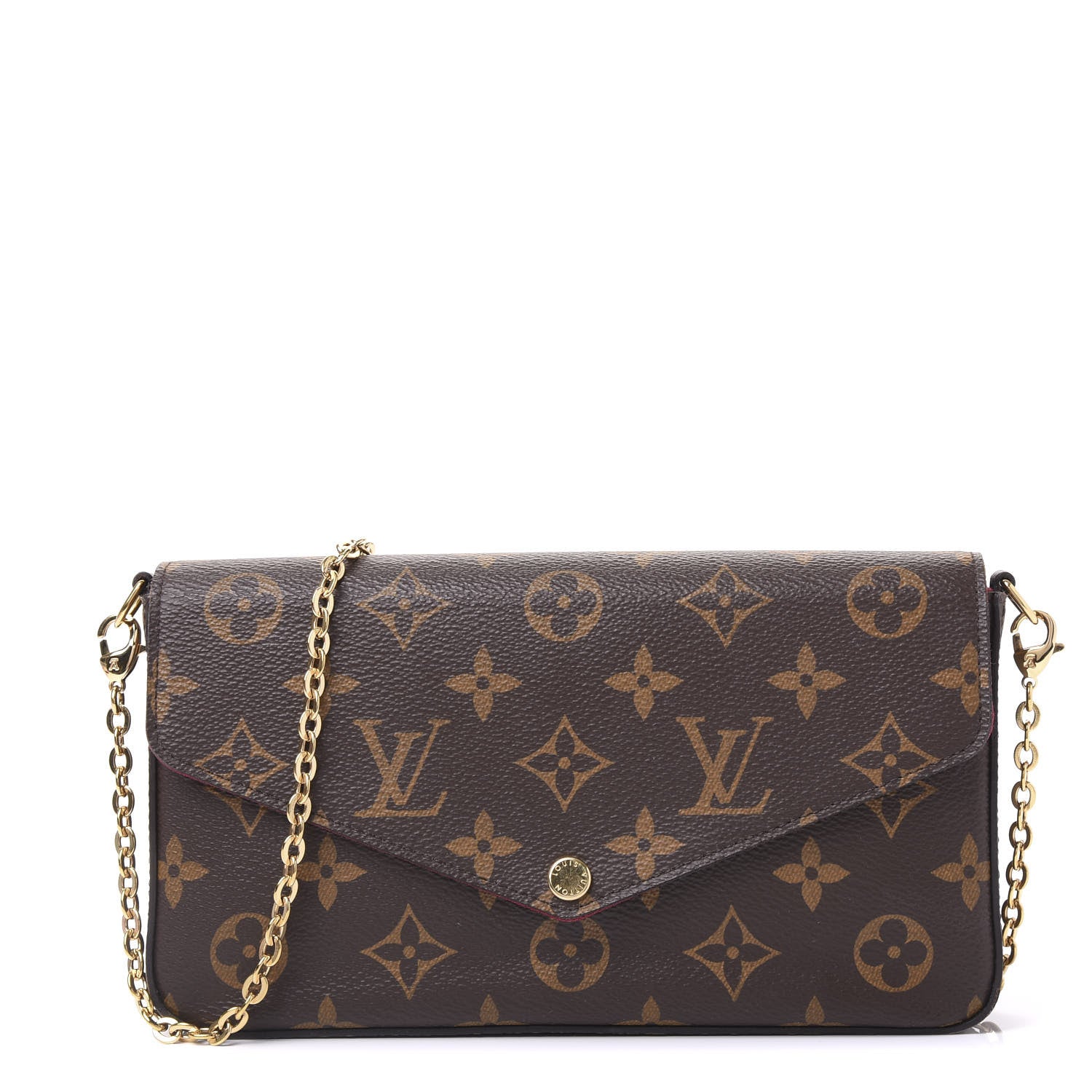 Louis Vuitton Monogram Pochette Felicie Chain Wallet Fuchsia 1 of 10