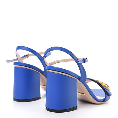 Gucci Lifford Calfskin GG Marmont Ankle Wrap 75mm Sandals 36 Shiny Electric Blue 4 of 12