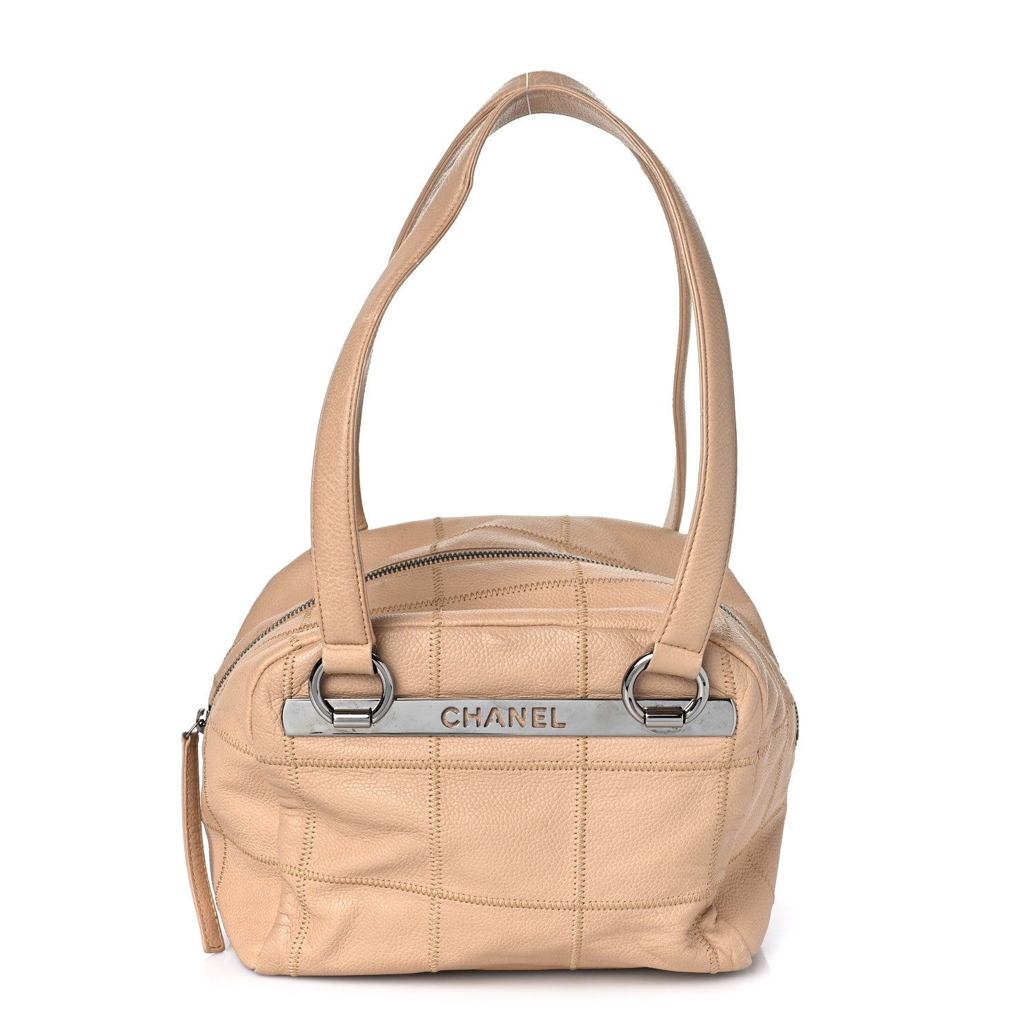 Chanel Caviar Square Stitched Bowler Beige 1 of 12