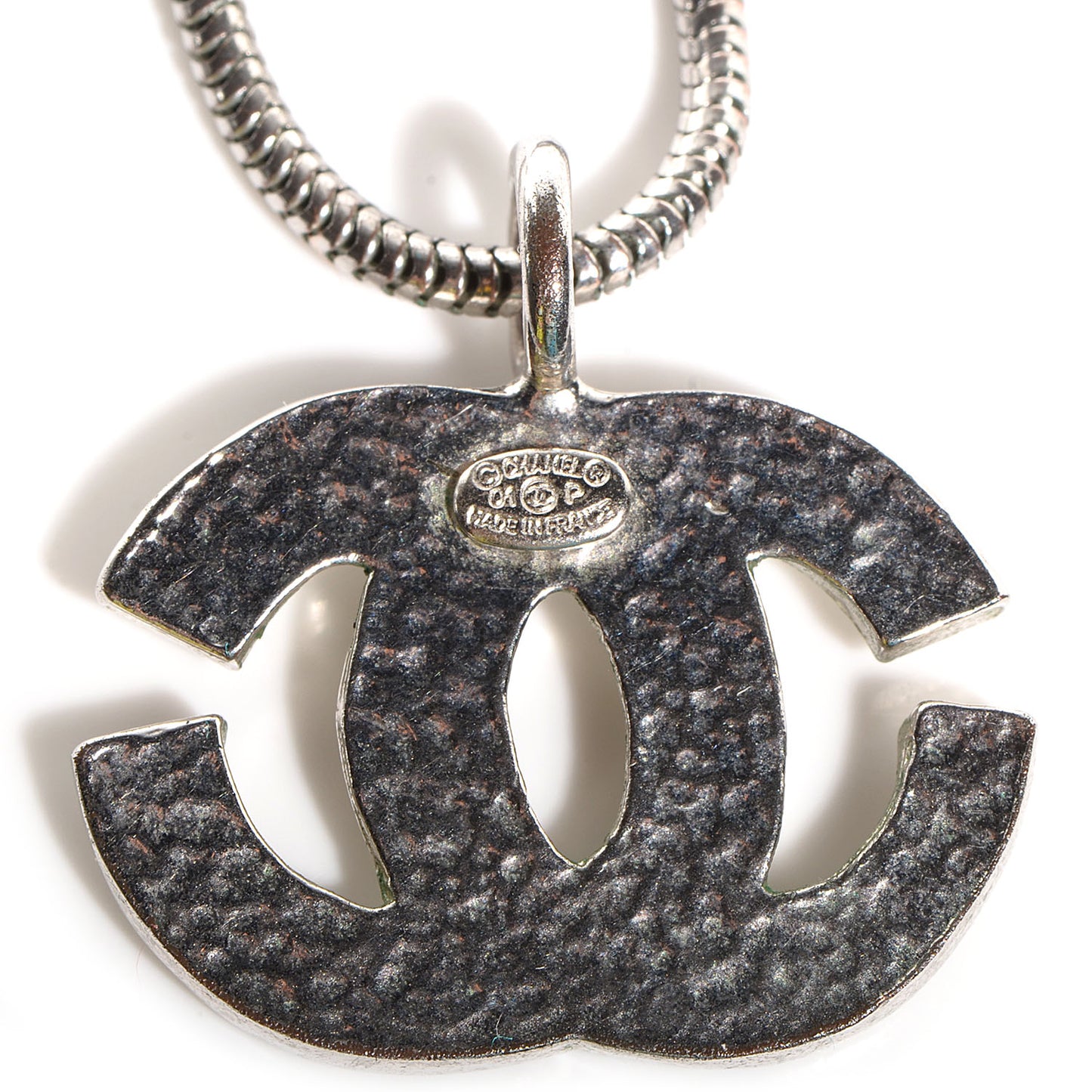 Baguette Crystal CC Necklace Silver