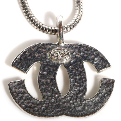 Chanel Baguette Crystal CC Necklace Silver 5 of 6