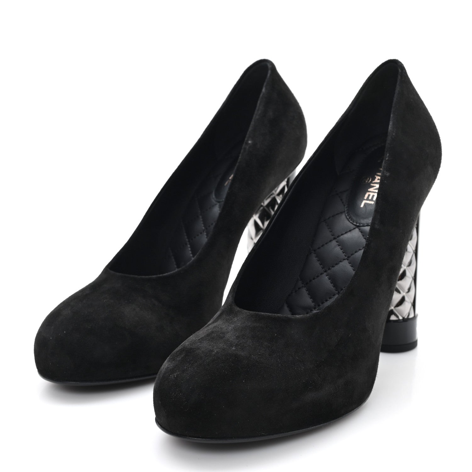 Chanel Suede Calfskin CC Pumps 40.5 Black 3 of 8