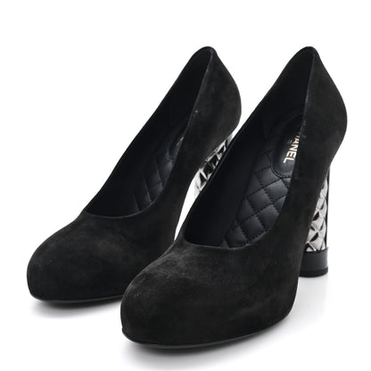 Chanel Suede Calfskin CC Pumps 40.5 Black 3 of 8