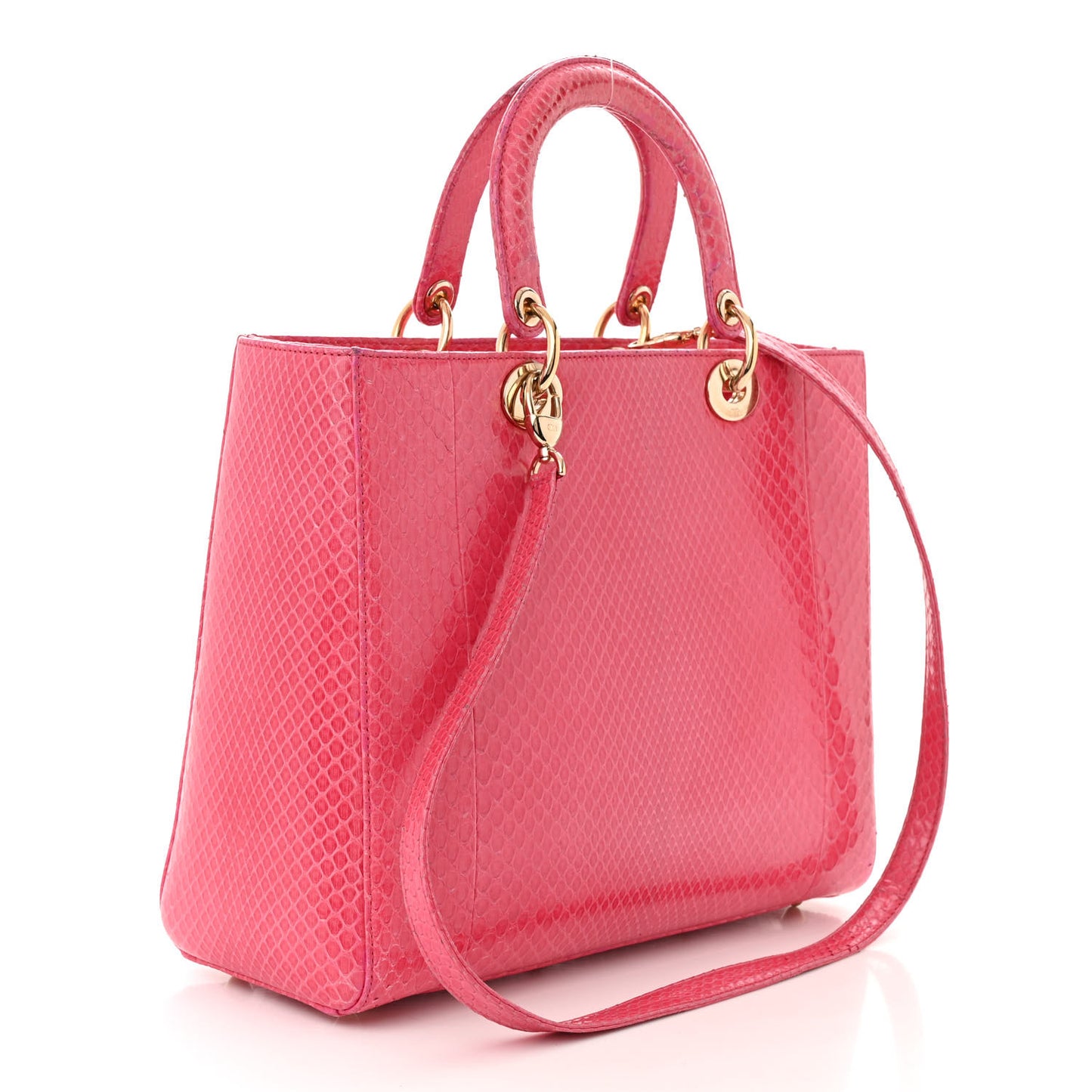 Snakeskin Large Lady Dior Pink