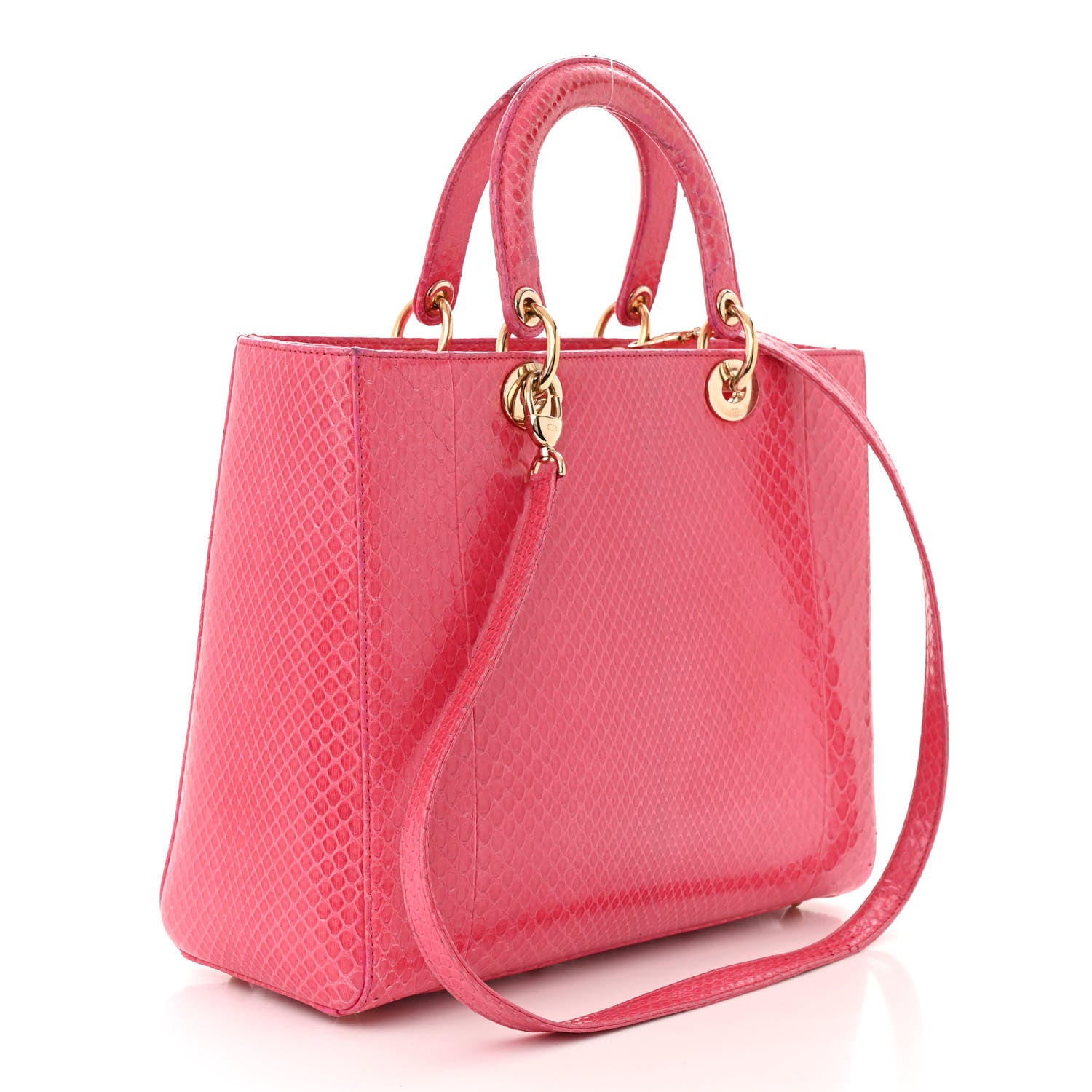 Christian Dior Snakeskin Large Lady Dior Pink 3 of 16