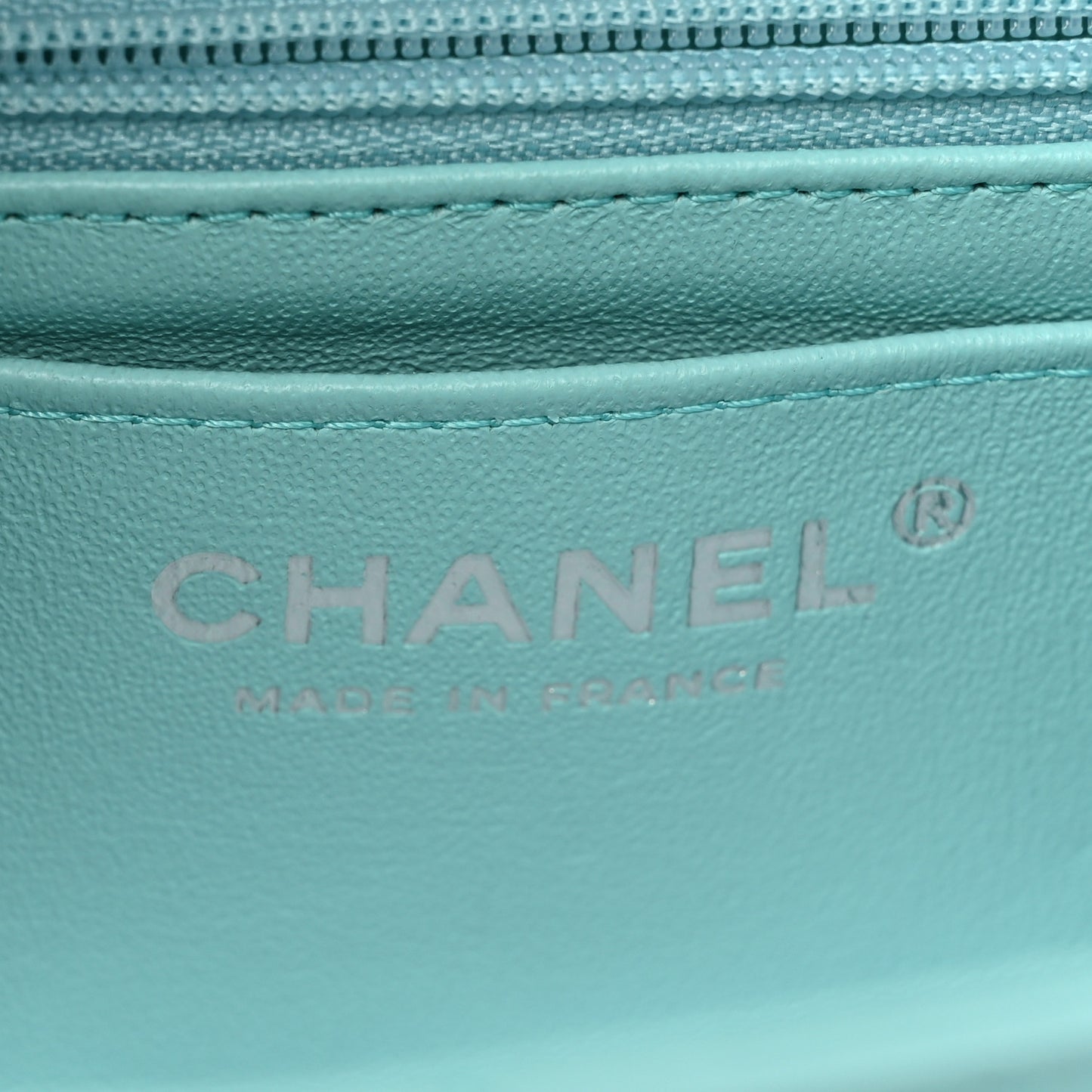 Lambskin Quilted Mini Rectangular Flap Light Blue