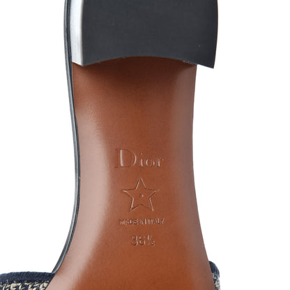 Christian Dior Cotton Embroidered Dway 40mm Slide Sandals 36.5 Deep Blue 10 of 12