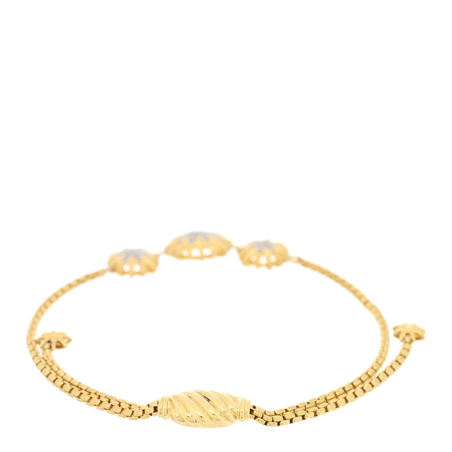 18K Yellow Gold Diamond Starburst Three Station Bracelet