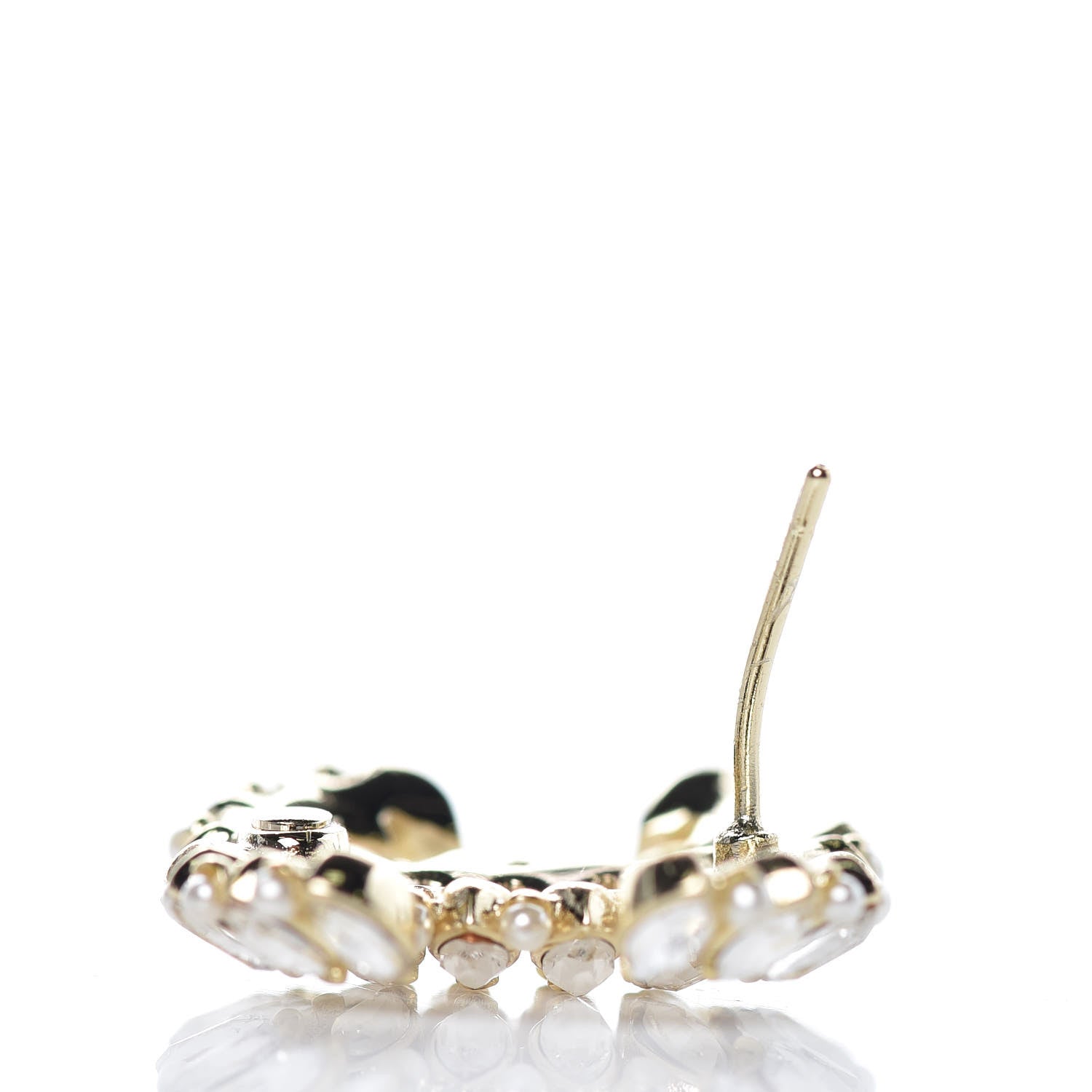 Chanel Crystal Pearl CC Earrings Gold 4 of 5