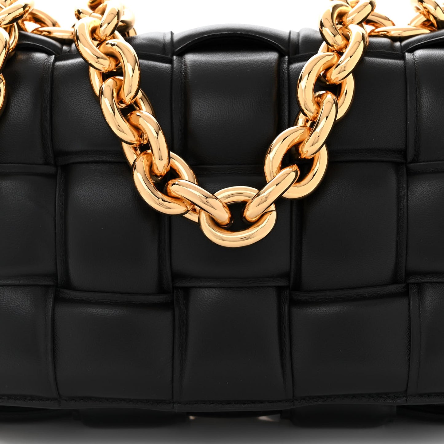 Lambskin Maxi Intreccio Padded Chain Cassette Crossbody Bag Black