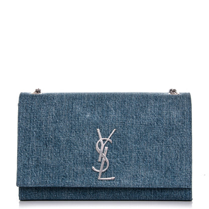 Saint Laurent Denim Medium Classic Monogram Satchel Dirty Light Blue 1 of 6