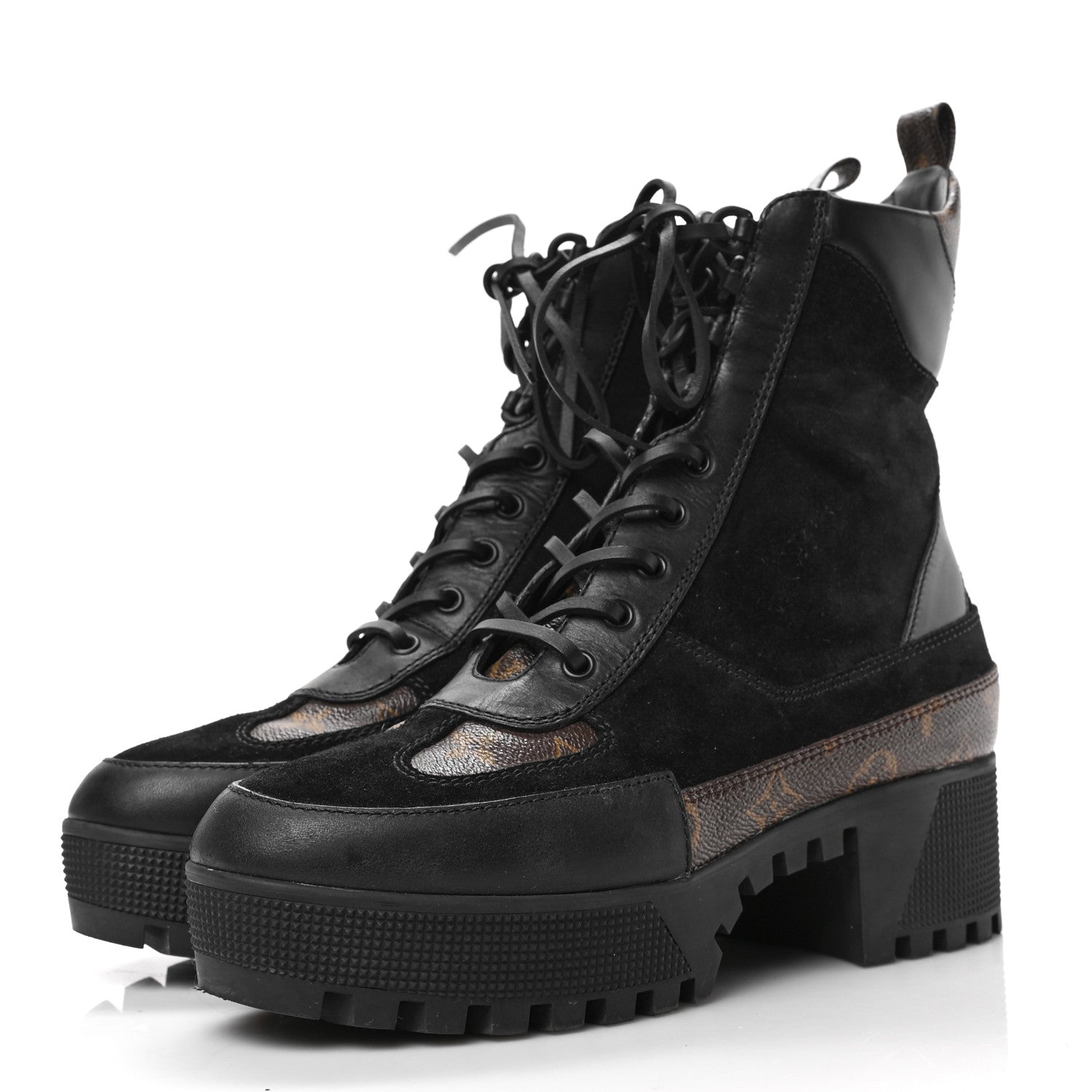Louis Vuitton Suede Calfskin Monogram Laureate Platform Desert Boots 40 Black 3 of 6