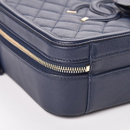 Chanel Caviar Quilted Medium CC Filigree Vanity Case Navy 9 of 11