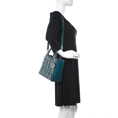 Christian Dior Patent Cannage Medium Lady Dior Blue 2 of 14