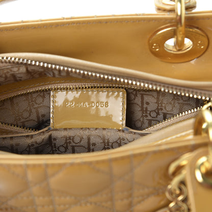 Christian Dior Metallic Patent Cannage Medium Lady Dior Yellow 10 of 15