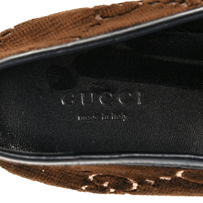 Gucci Velvet GG Monogram Horsebit Womens Jordaan Loafers 40 Brown Black 7 of 9