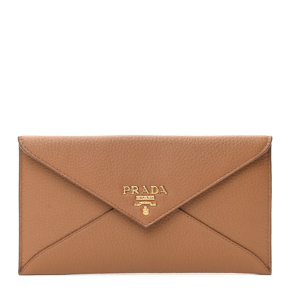 Prada Vitello Grain Envelope Wallet Cuoio 1 of 7