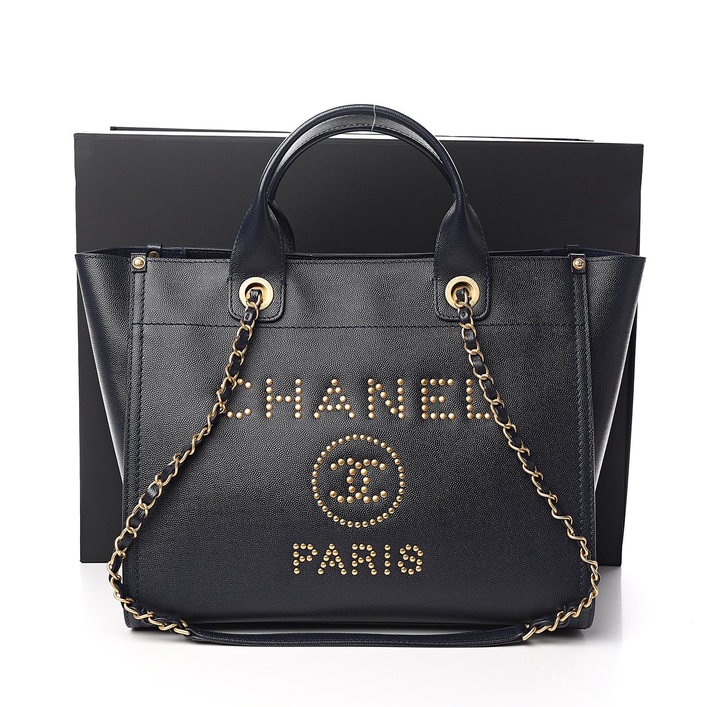 Caviar Small Studded Deauville Tote Blue