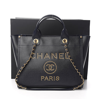 Chanel Caviar Small Studded Deauville Tote Blue 10 of 10