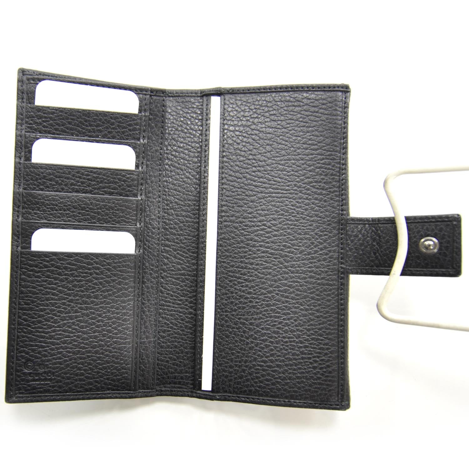 Gucci Monogram Nylon Leather Continental Wallet Black 5 of 8