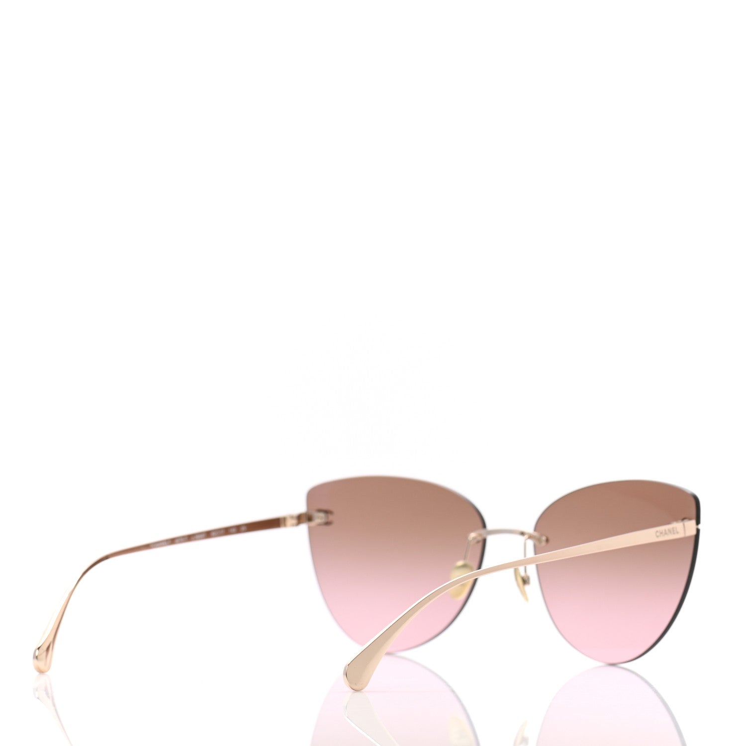 Chanel Titanium Frameless Cat Eye CC Sunglasses 4273-T Pink 4 of 8