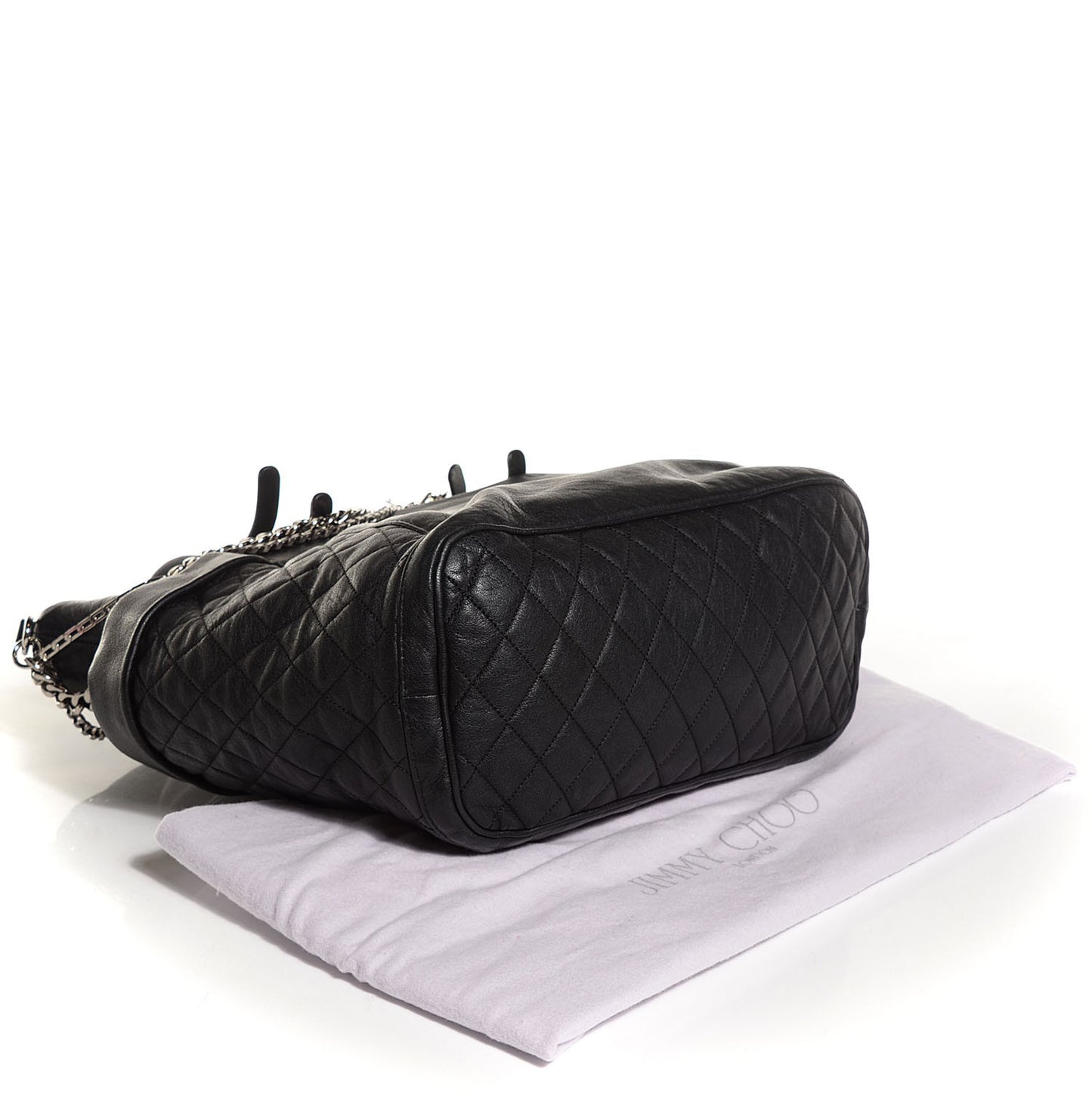 Lambskin Chain Embellished Blare Tote Black