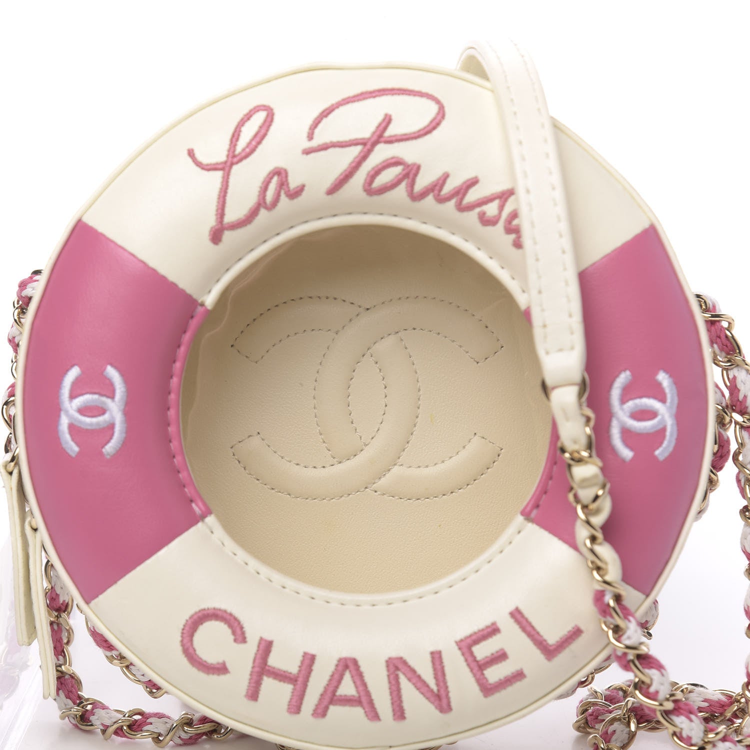 Chanel Lambskin Coco Lifesaver Round Bag Pink White 13 of 13