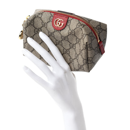 Gucci Soft GG Supreme Monogram Calfskin Small Ophidia Cosmetic Case Beige Ebony Hibiscus Red 2 of 7