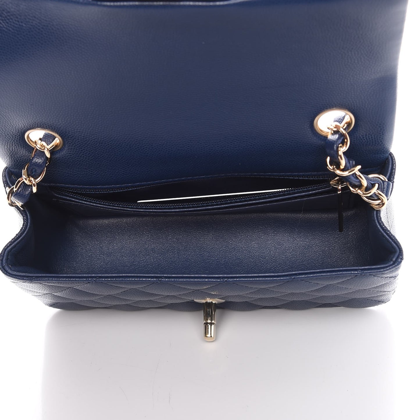 Caviar Quilted Mini Rectangular Flap Navy