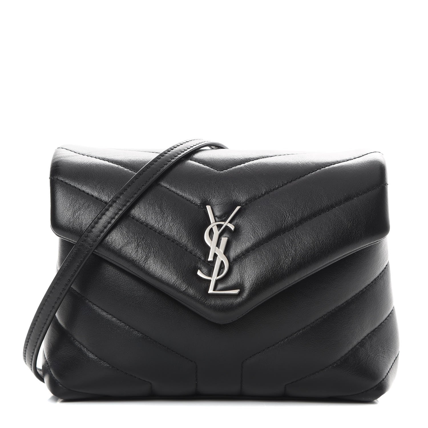 Saint Laurent Calfskin Y Quilted Monogram Toy Loulou Crossbody Bag Black 1 of 10