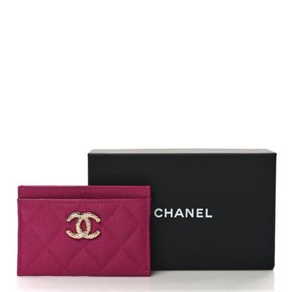 Chanel Caviar Quilted Chain Embossed CC Card Holder Fuchsia 8 of 8