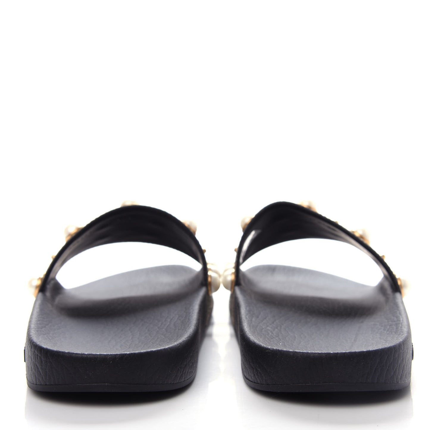 GG Supreme Monogram Pearls Slide Sandals 42 Beige