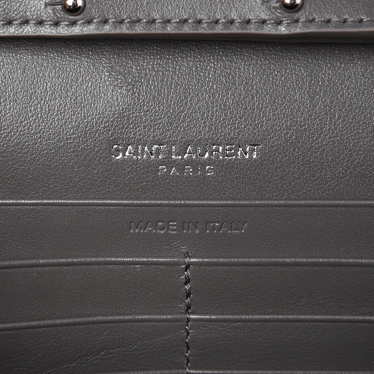 Saint Laurent Calfskin Crocodile Embossed Monogram Chain Wallet Fog 6 of 6