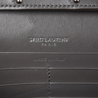 Saint Laurent Calfskin Crocodile Embossed Monogram Chain Wallet Fog 6 of 6