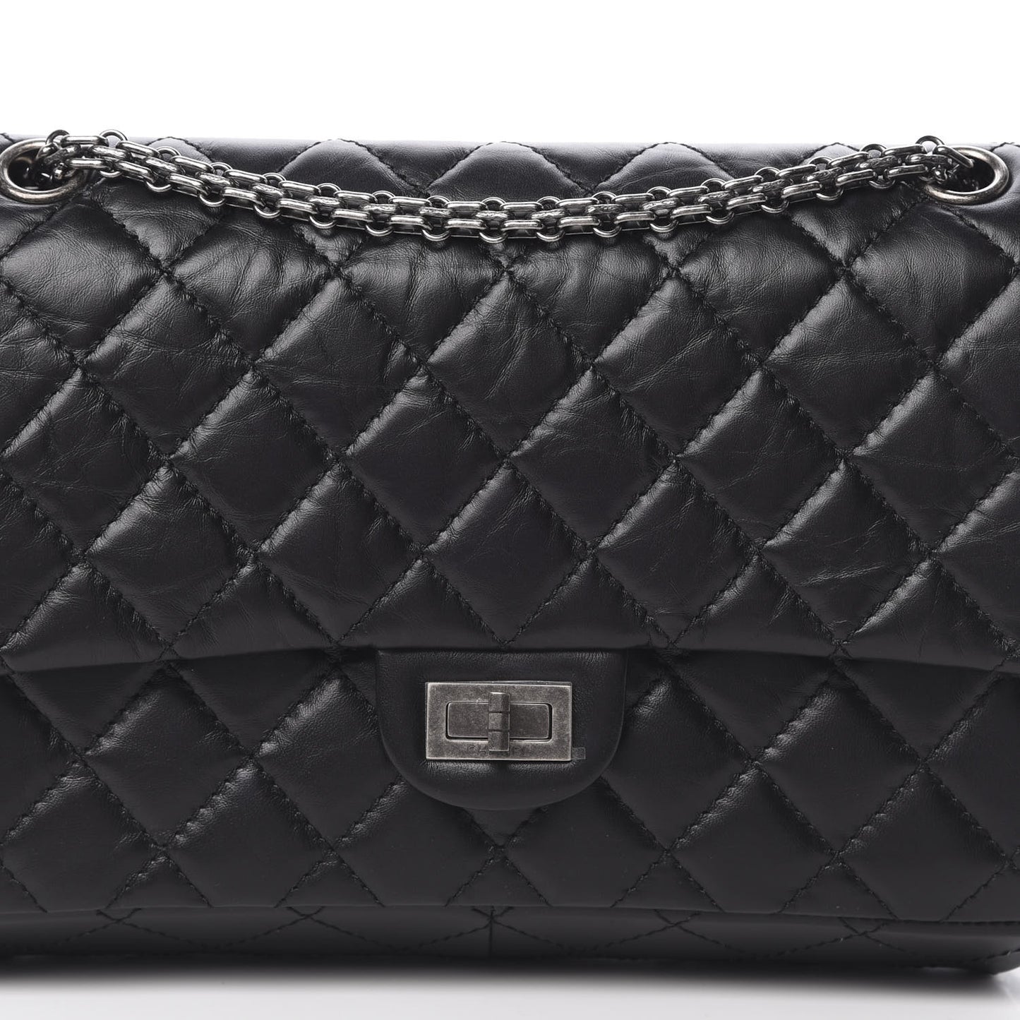Aged Calfskin Quilted 2.55 Reissue 226 Flap Black